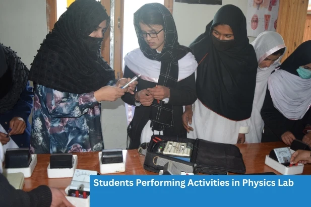 Students performing activities in the physics lab