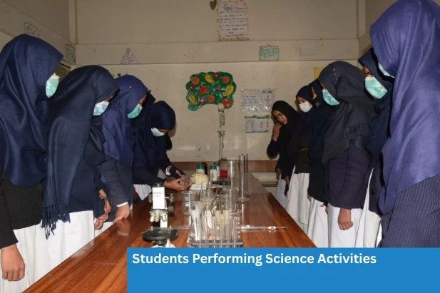 Students performing science activities